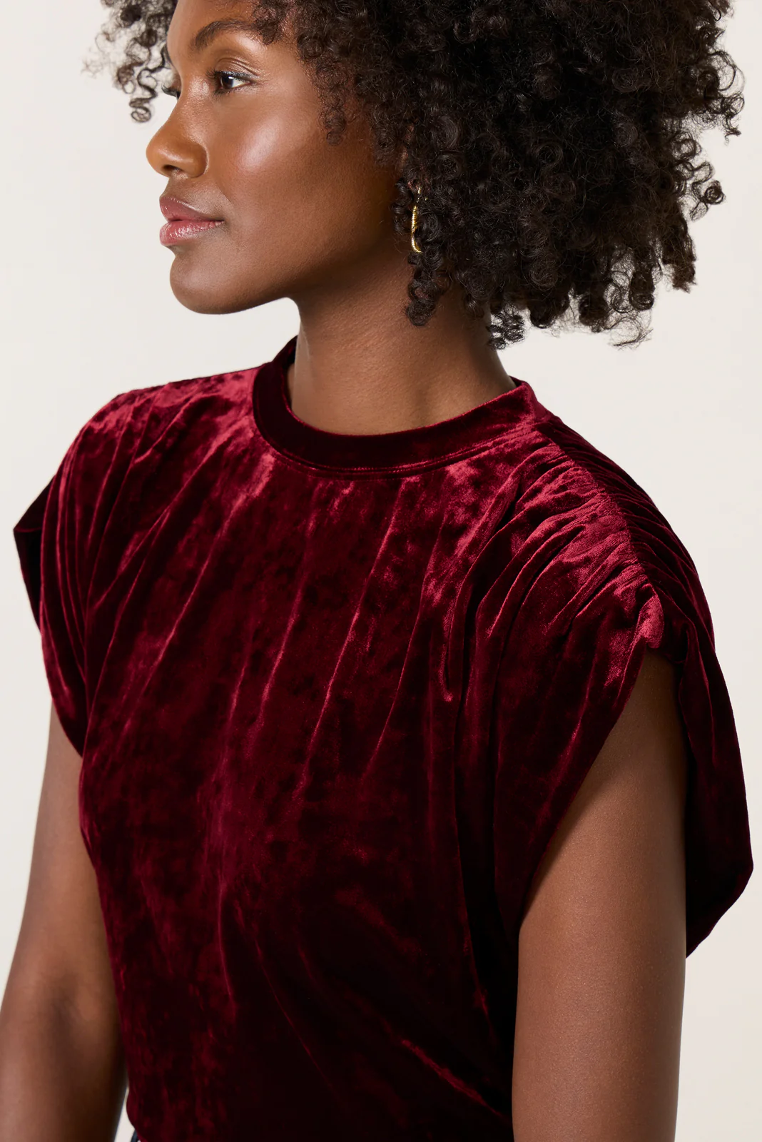 Acacia Velvet Shirred Shoulder Tee - Image 3
