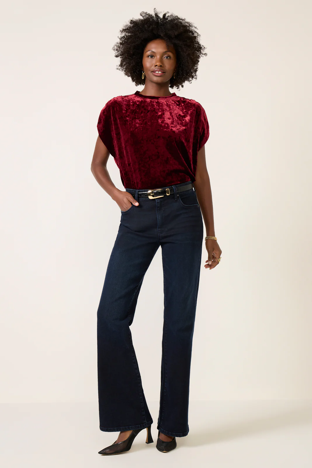 Acacia Velvet Shirred Shoulder Tee - Image 5