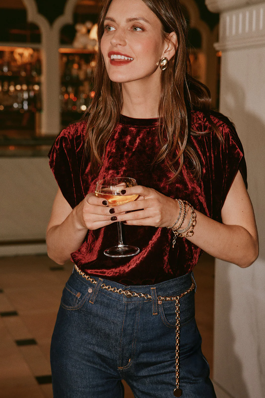 Acacia Velvet Shirred Shoulder Tee - Image 6