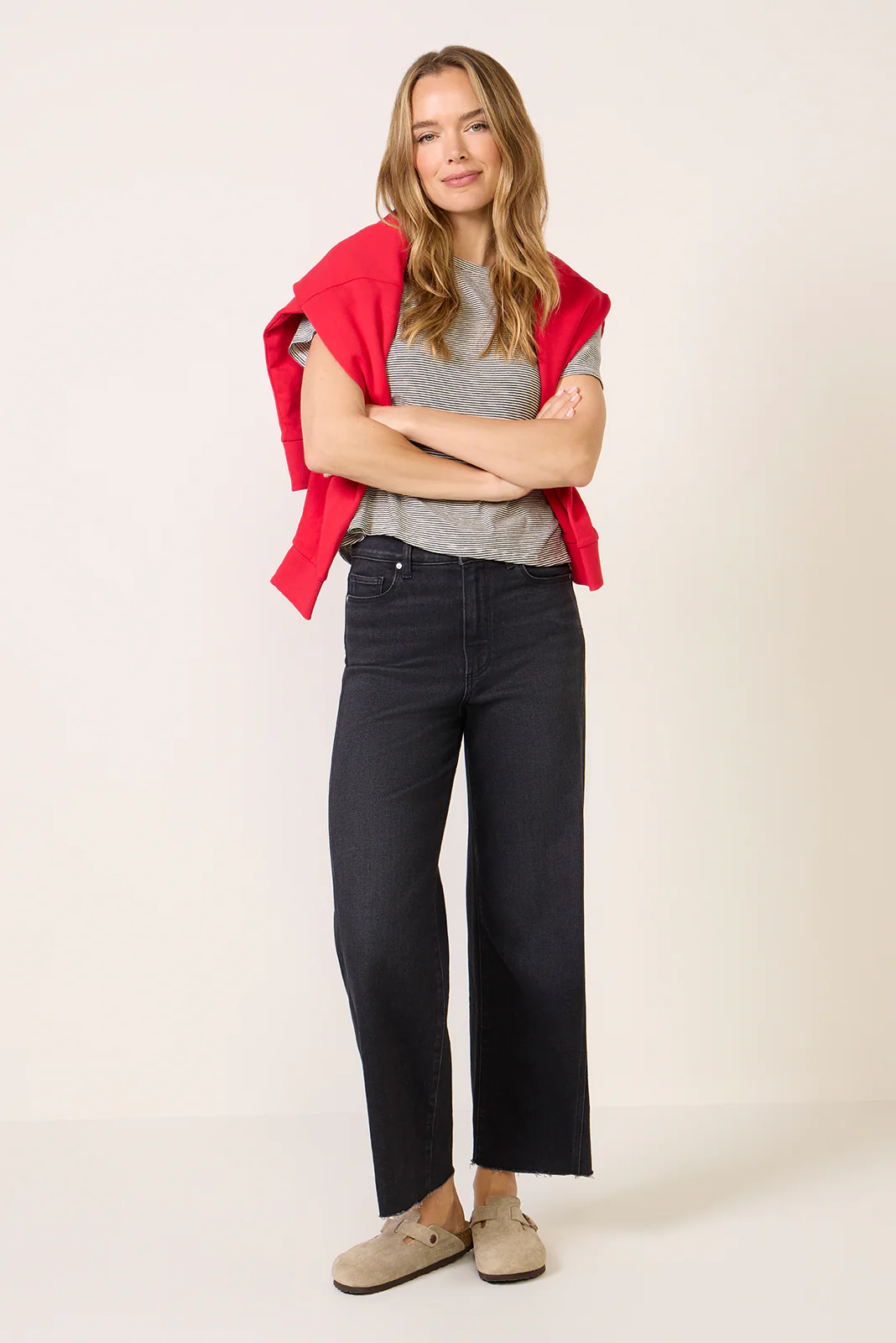 Anessa w Twisted Outseam Panel Wide Leg Jean