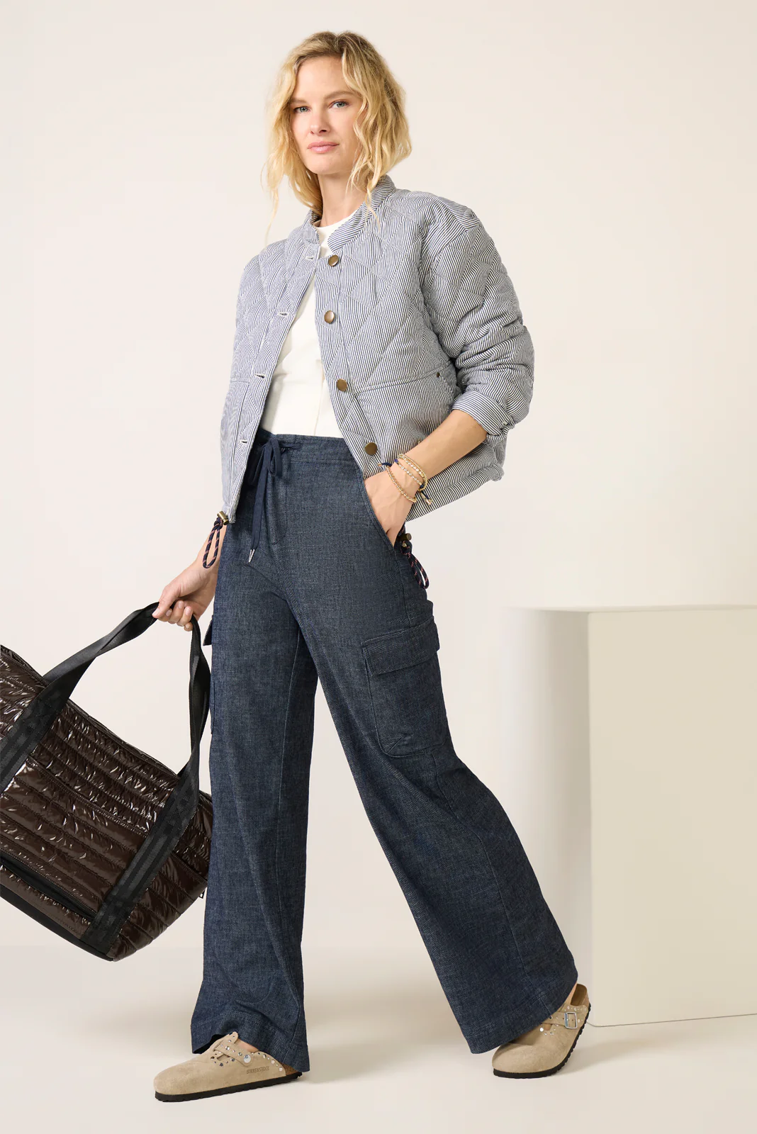 Anya Railroad Stripe Quilted Jacket - Image 2