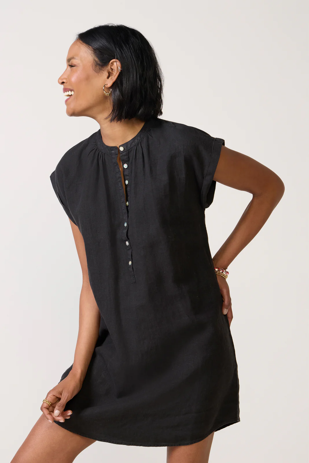 Cap Sleeve Henley Dress - Image 2