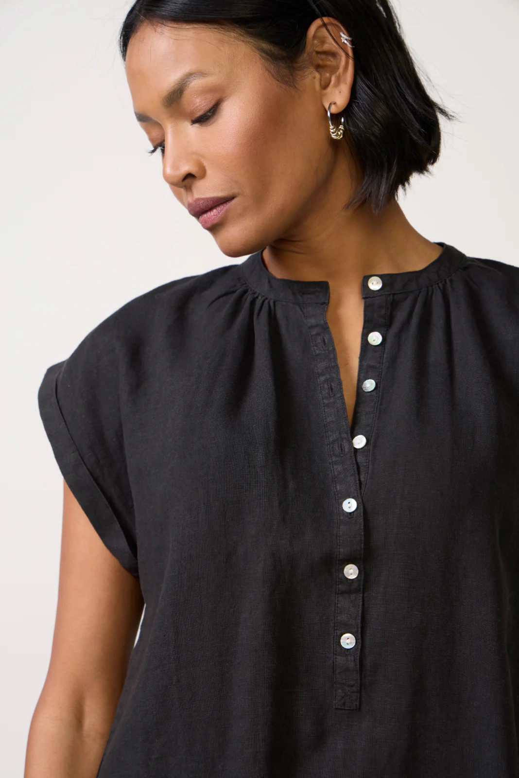 Cap Sleeve Henley Dress - Image 3