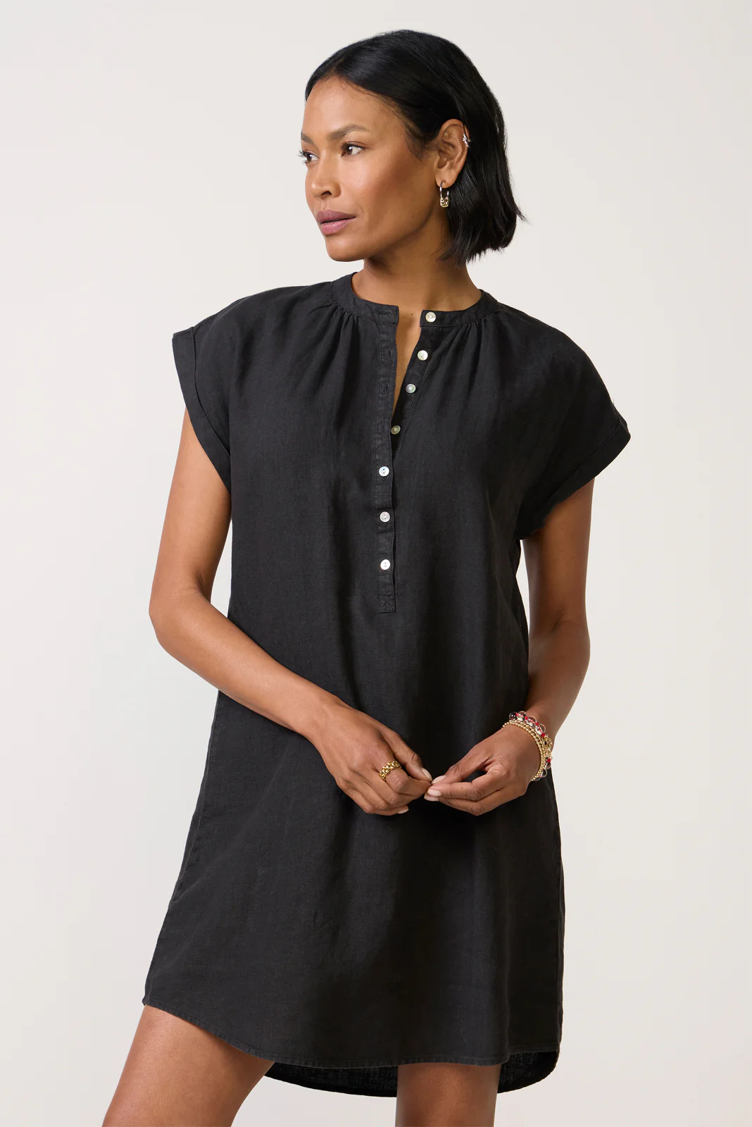 Cap Sleeve Henley Dress - Image 5