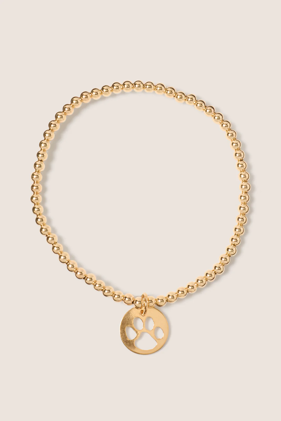 Classic Gold 3mm Bracelet - Paw Print Gold Disc