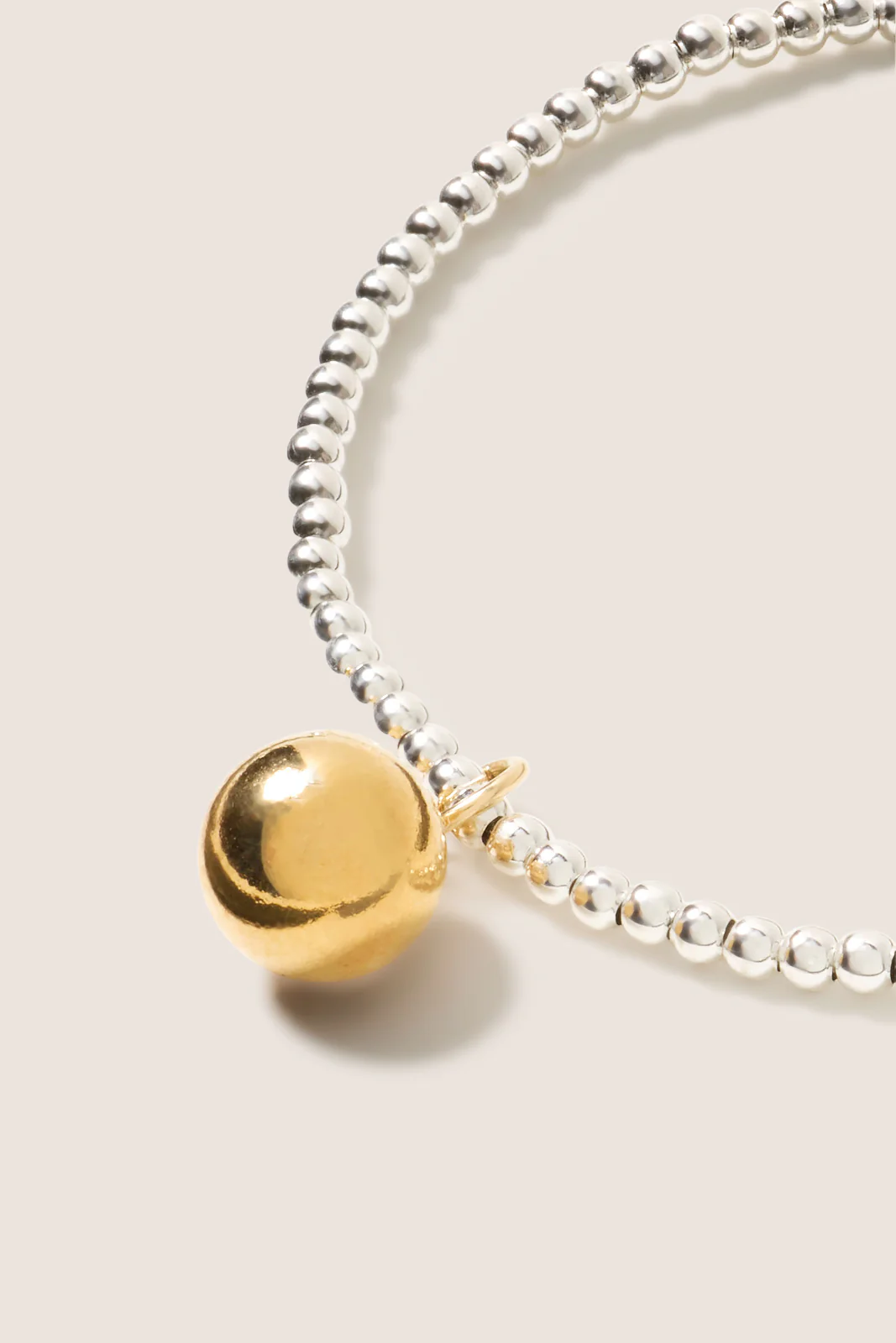 Classic Mixed Metal 2mm Bracelet w. Bead - Image 2