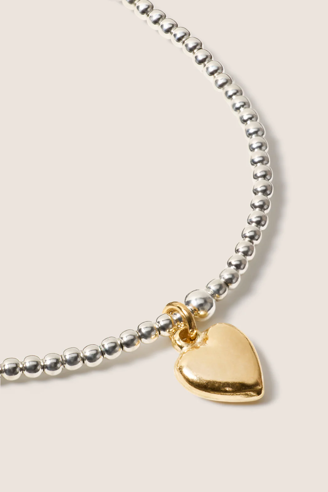 Classic Mixed Metal 2mm Bracelet w. Heart - Image 2