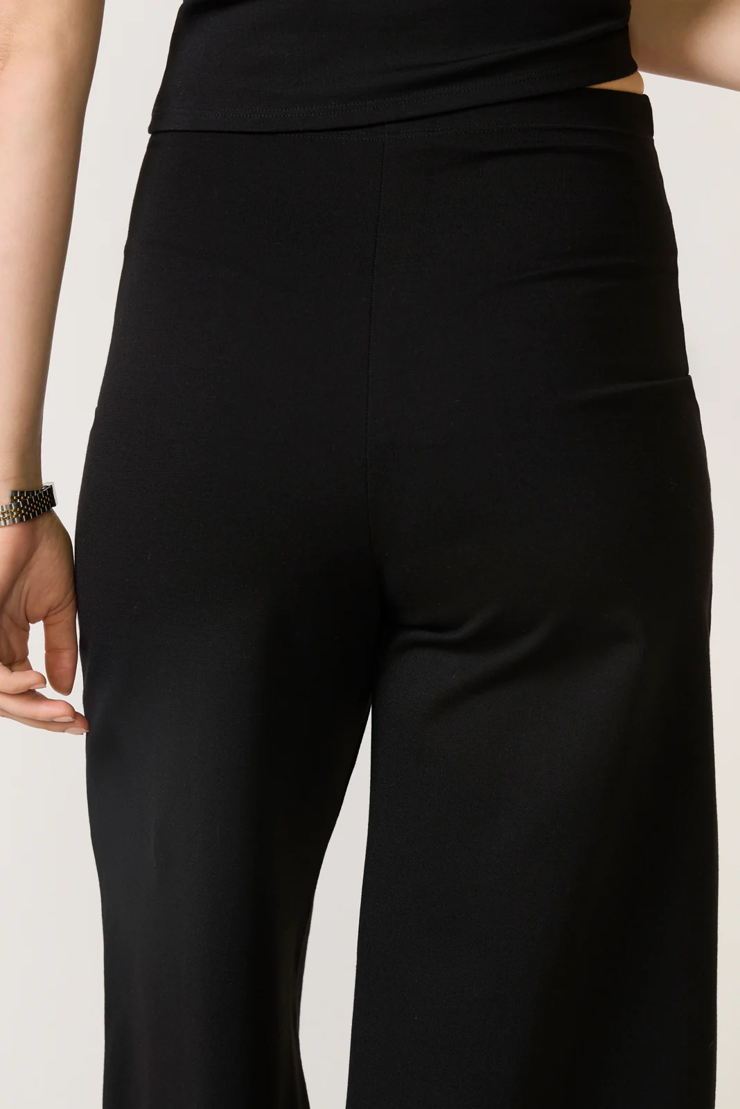 Cropped Ponte Knit Wide Leg Pant - Image 3
