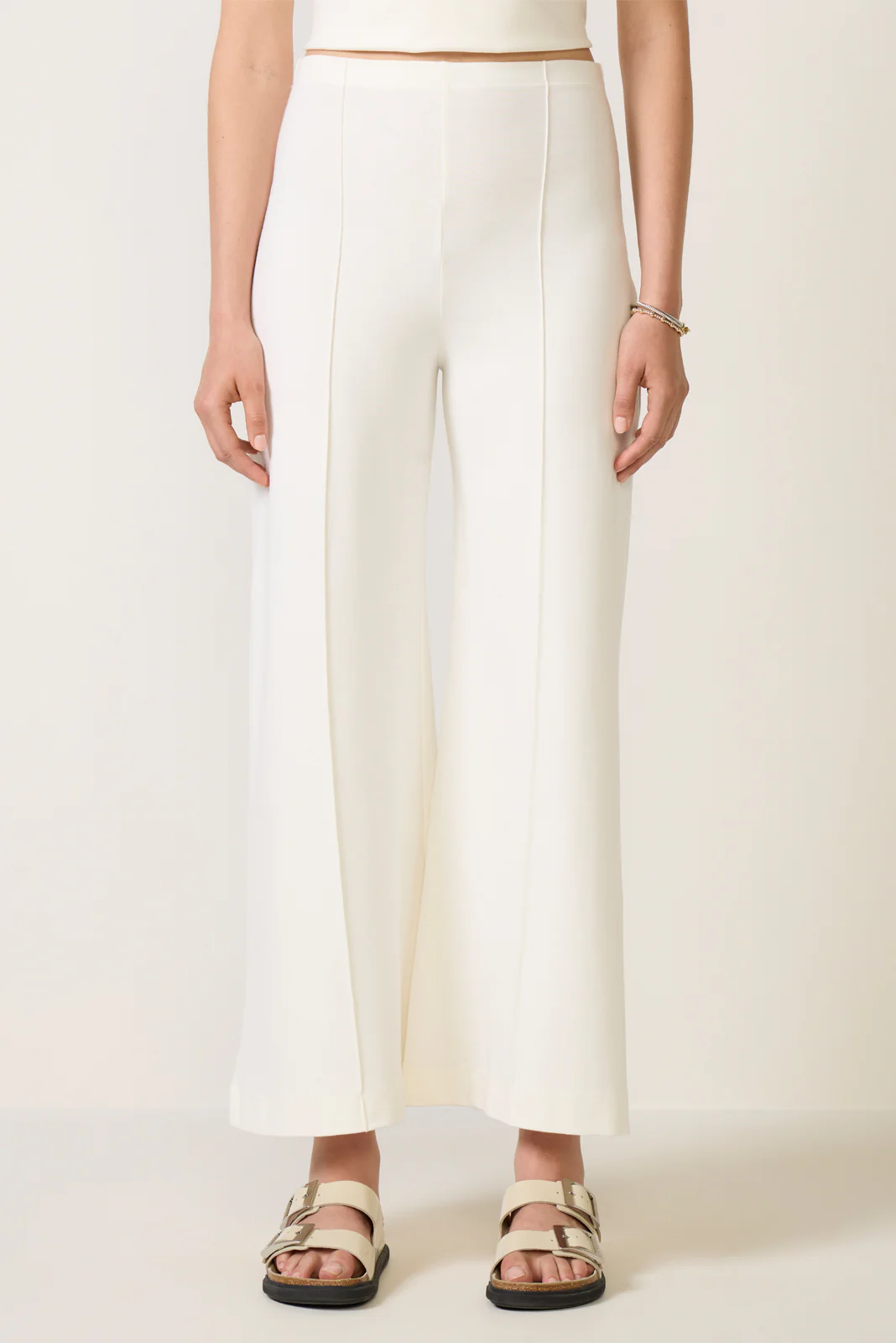 Cropped Ponte Knit Wide Leg Pant - Image 5