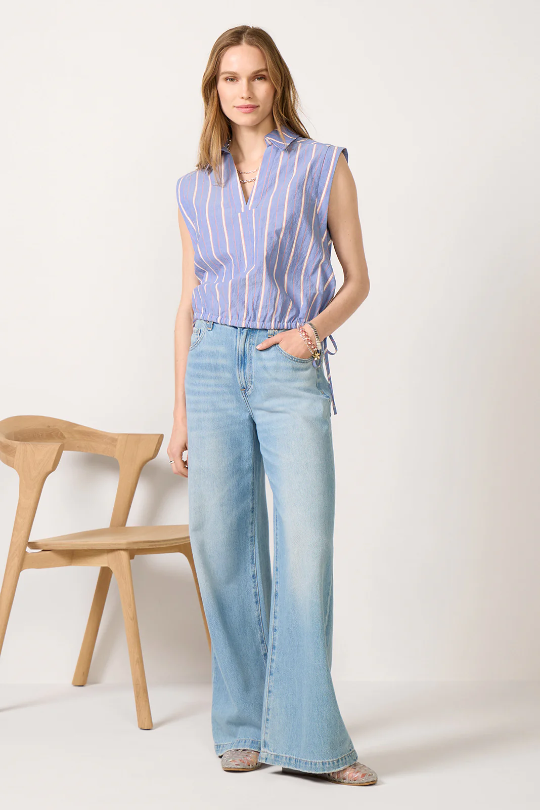 Gwen Side Tie Popover Top - Image 2