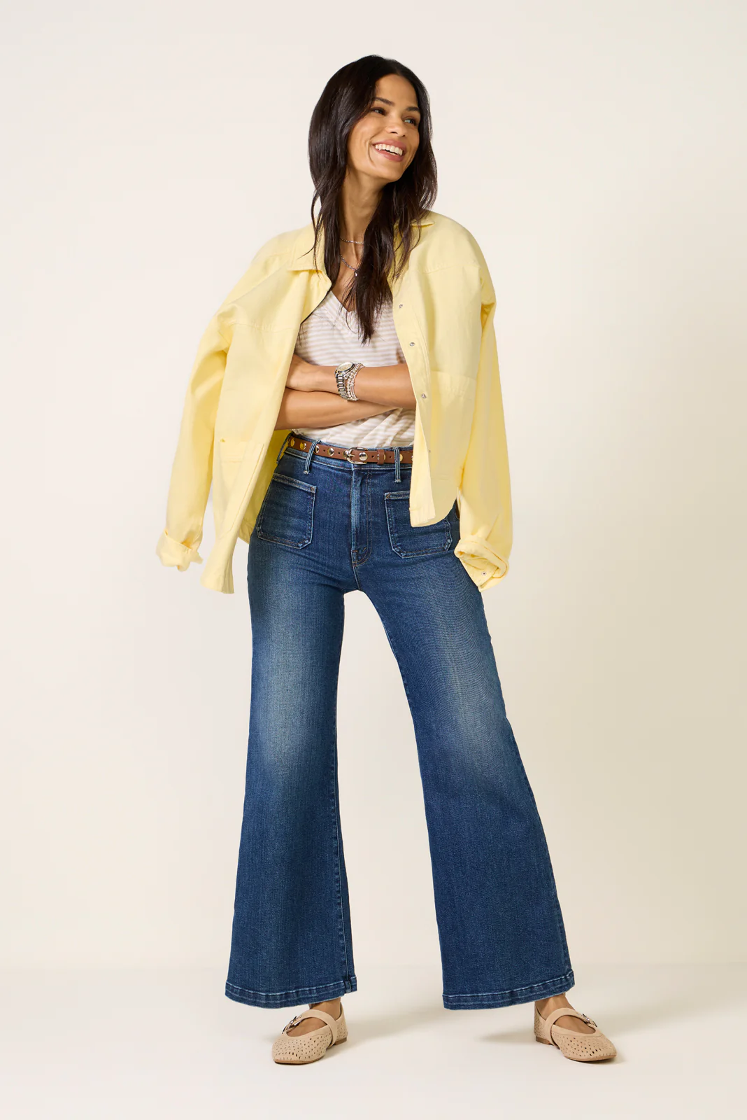 Hustler Roller Patch Pocket Skimp Wide Leg Jean