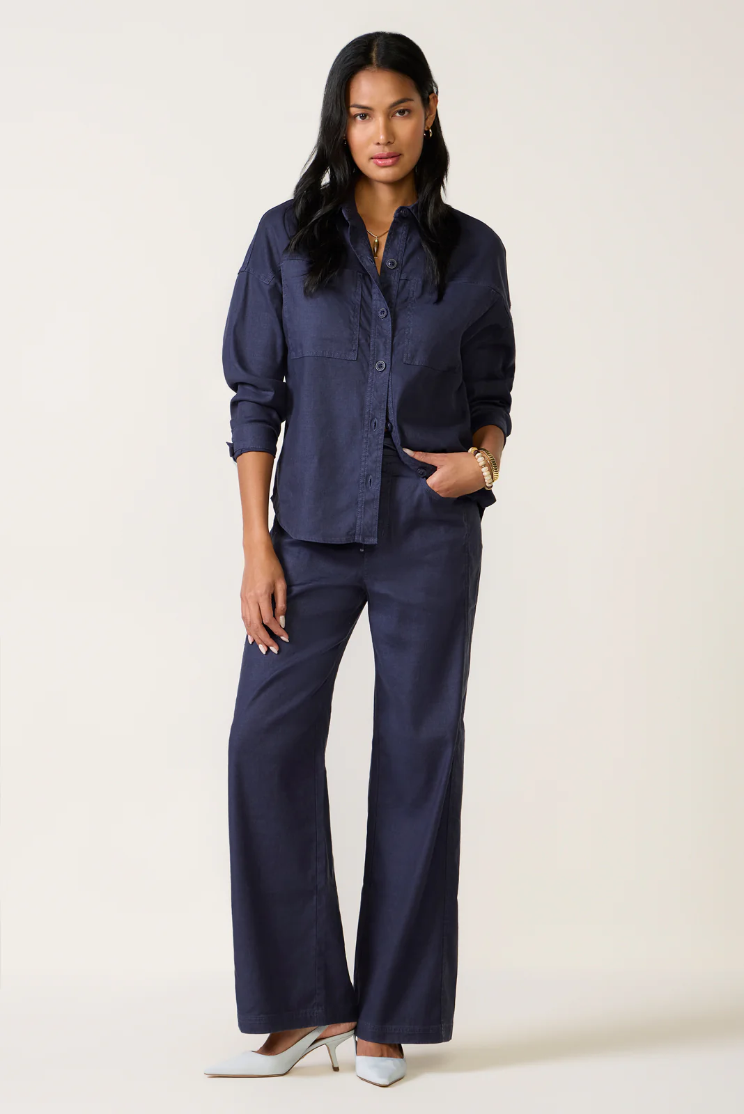 Joelle Stretch Linen Trouser with Tie Waist