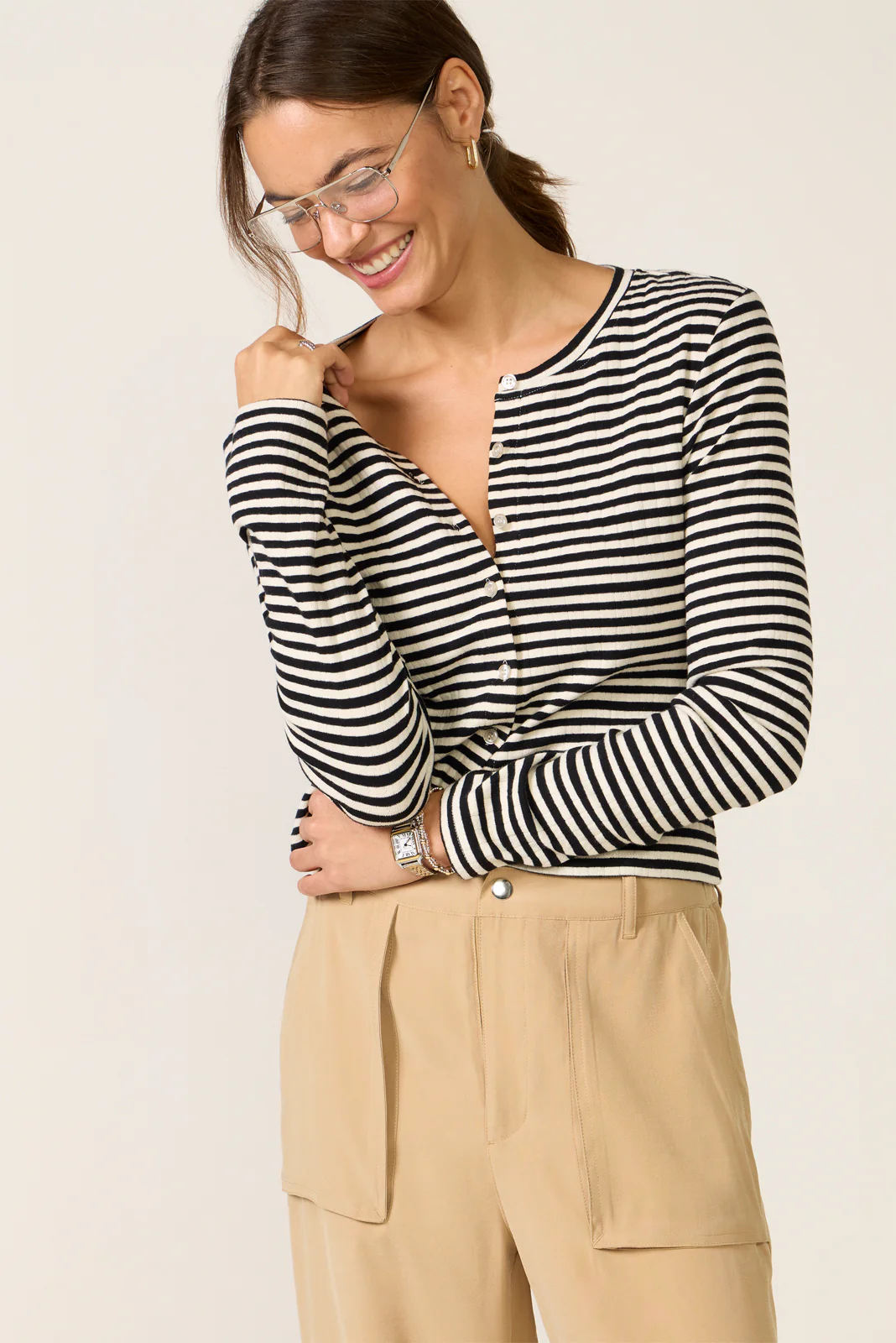 Kara Stripe Pointelle Top - Image 5