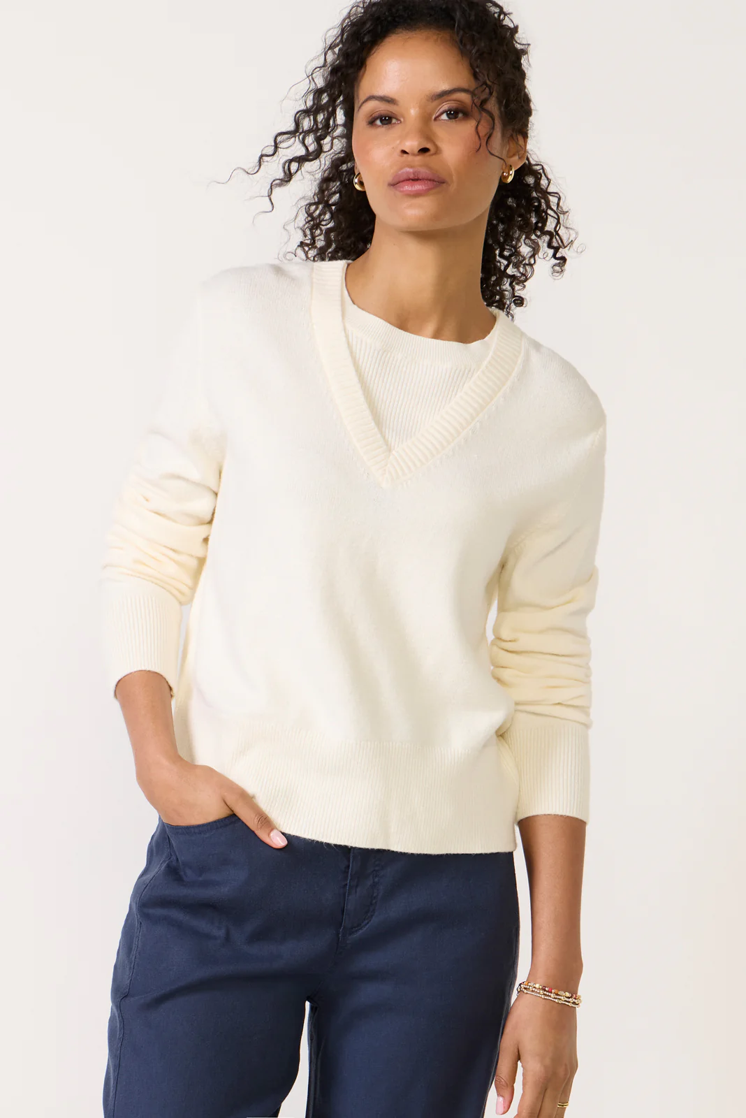 Maeve Mixed Rib TwoFer Sweater - Image 5