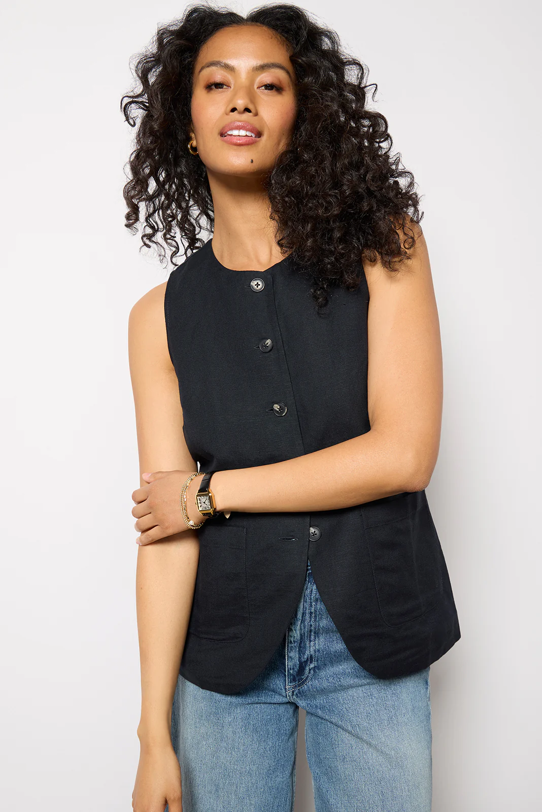 Natalia Long Linen Vest - Image 5