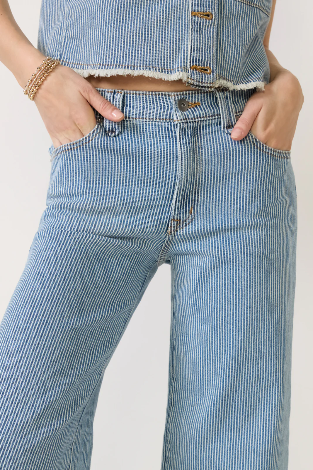 Railroad Stripe Wide Leg Jean - Image 2