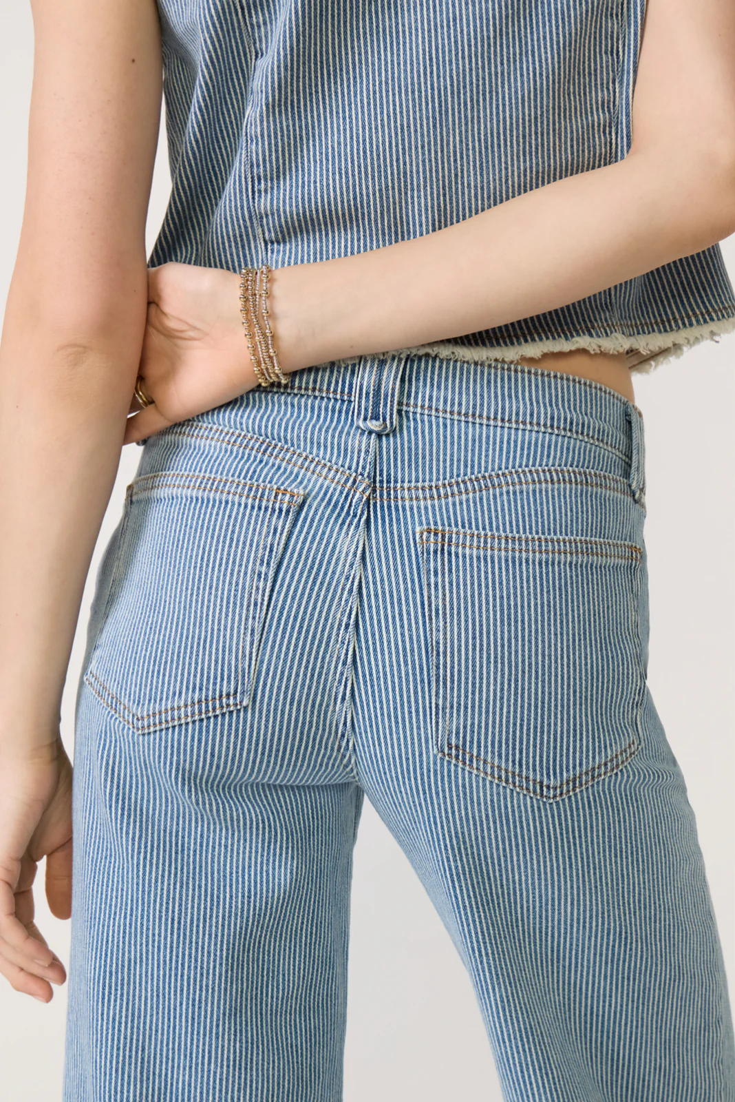 Railroad Stripe Wide Leg Jean - Image 3