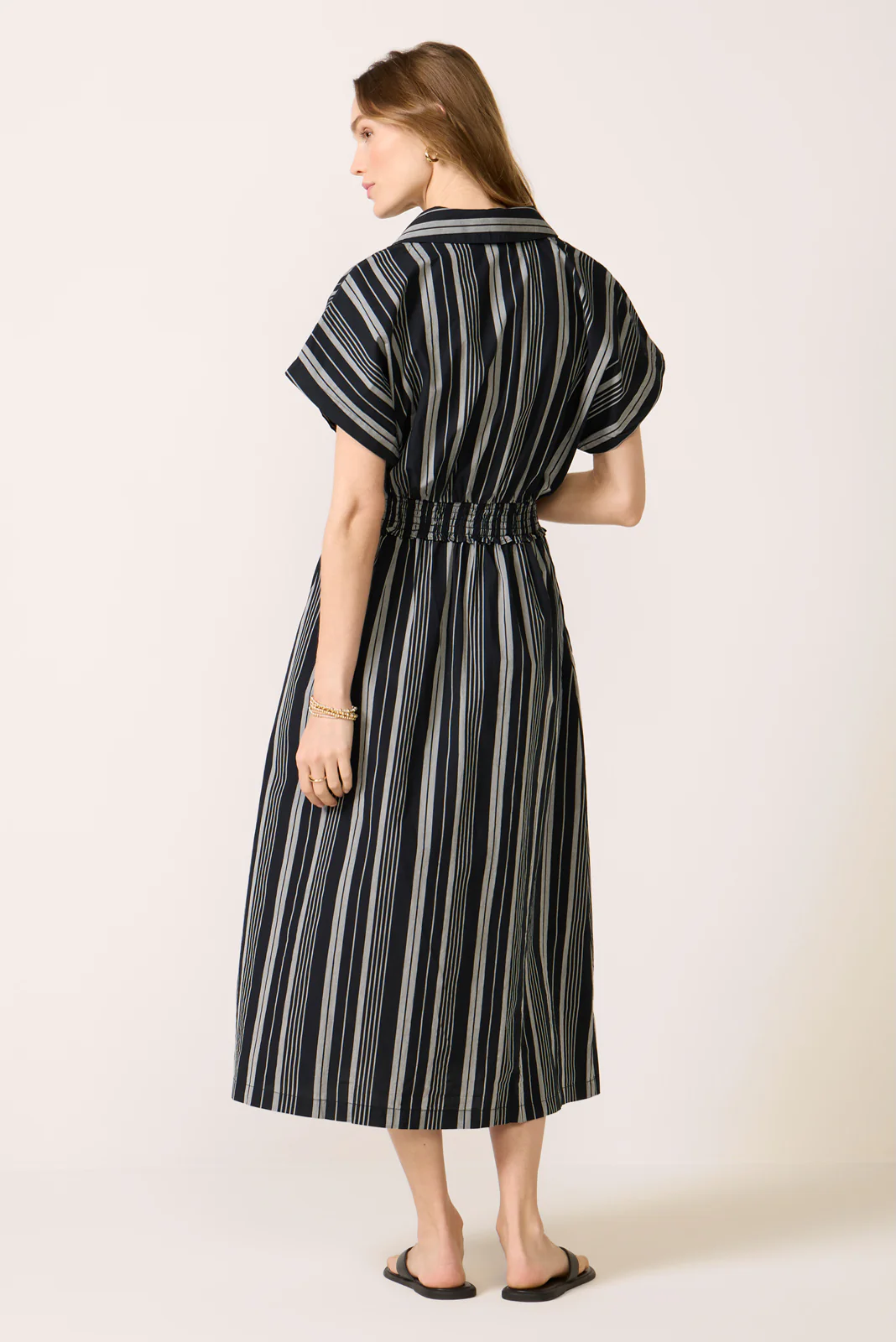 Sailor Smocked Waist Midi Shirt Dress - Image 4