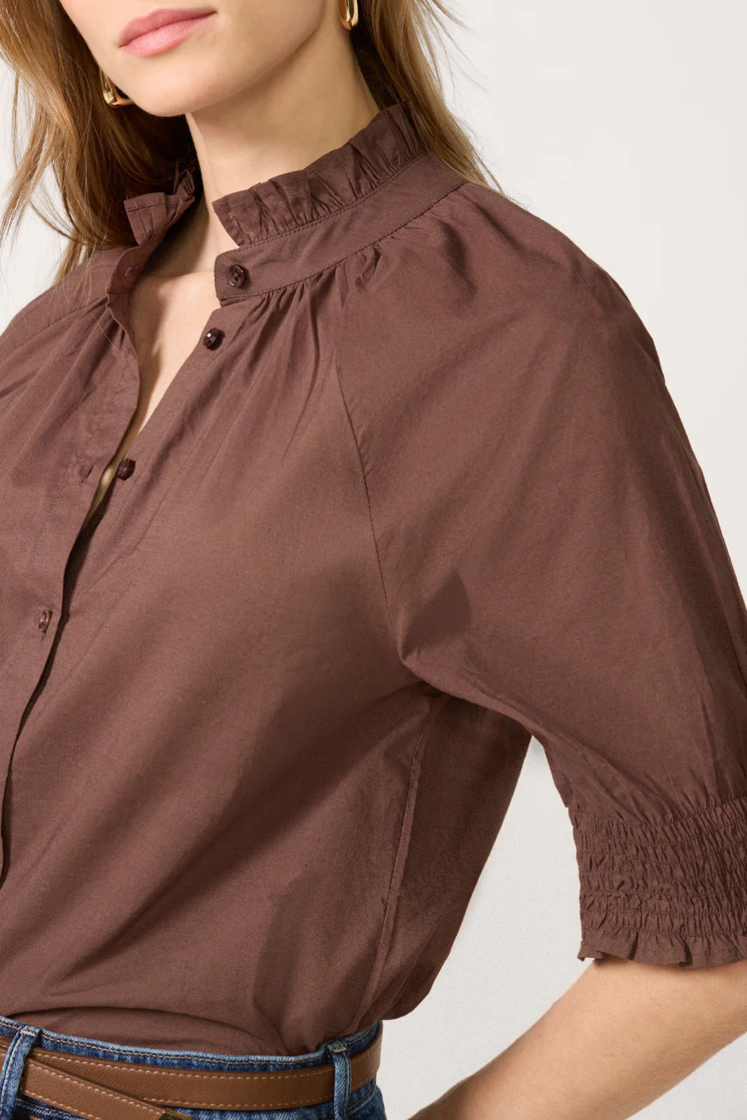 Short Sleeve Ruffle Neck Shirt - Image 3