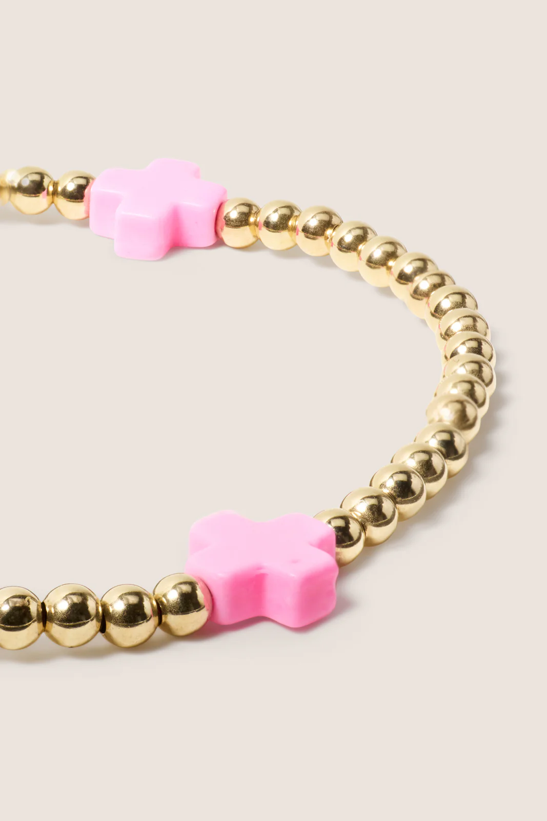 Signature Cross 3mm Gold Bracelet - Bright Pink - Image 2