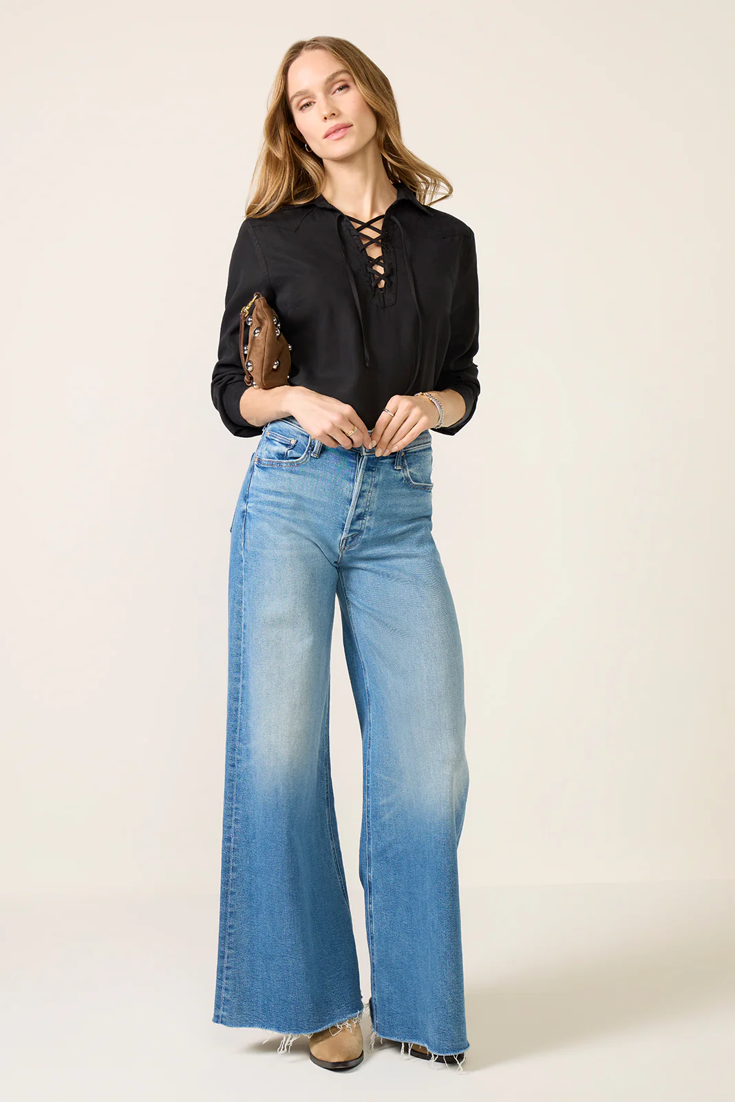 Western Yoke Lace Up Top - Image 2