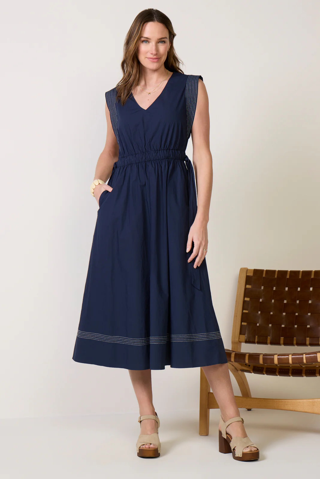Whitley Contrast Stitch Midi Dress - Image 4
